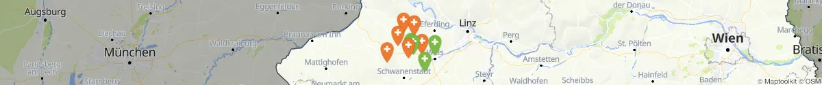Kartenansicht für Apotheken-Notdienste in der Nähe von Tollet (Grieskirchen, Oberösterreich)